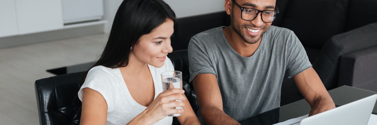 Couple looking at computer