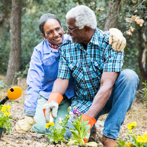 Couple gardening